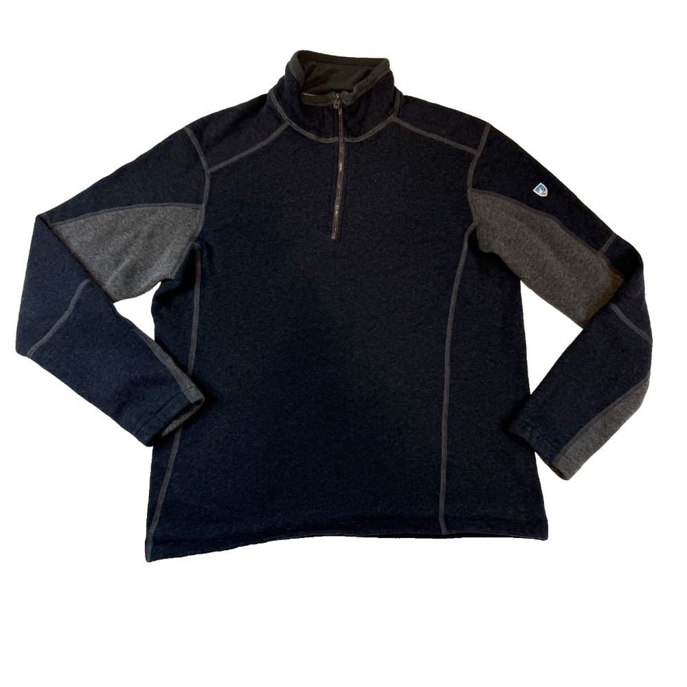 Kuhl Men Size L Revel 1/4 Zip Fleece Pullover Sweater Dark Gray Long Sleeve